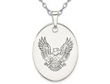 Sterling Silver Oval Eagle Pendant Necklace with Chain